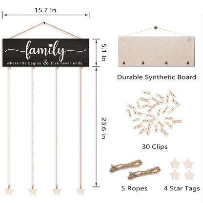 Orchroma Picture Frames Collage Photo Hanging Display Picture Board,Family Picture Frames Collage Wall Decor,Family Where Life Begins and Love Never Ends,Home Living Room Bedroom Wall Decor (Black)
