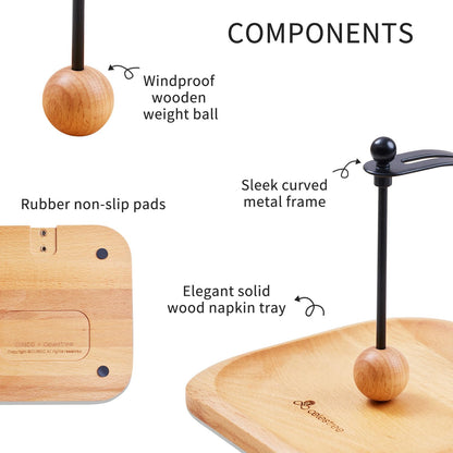 Celestree North American Beech Napkin Holder for Table - Nordic Style Wooden Cocktail Napkin Holder Fits 5-7" Napkins - Windproof Dispenser for Kitchen, Coffee Bar, Cocktail Bar (Gift Idea)