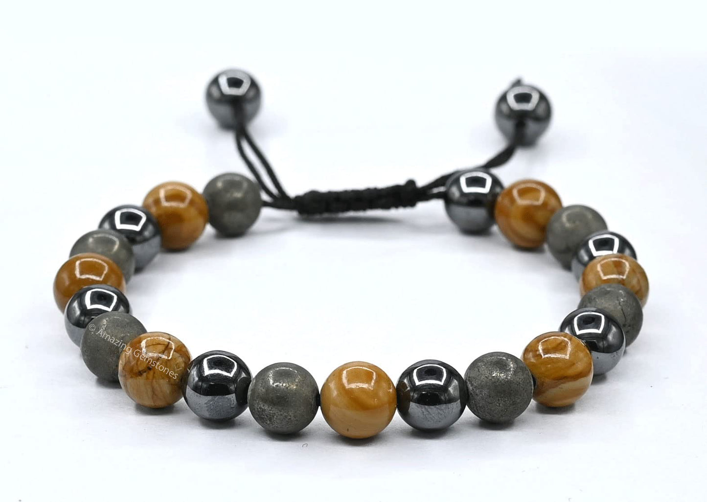 Amazing Gemstone New Beginnings Manifestation Bracelet - Yellow Jasper Pyrite Hematite Bracelet Set for Men Women Healing Calming Anxiety Stress Relief Gifts Pulseras Para Hombres Mujer (Adjustable)