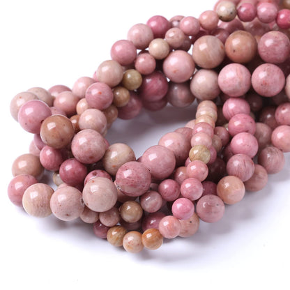 45PCS 8MM Natural Rhodonite Beads Round Loose Stone Beads for Jewelry Making DIY Energy Stone Healing Power Bracelet 15"