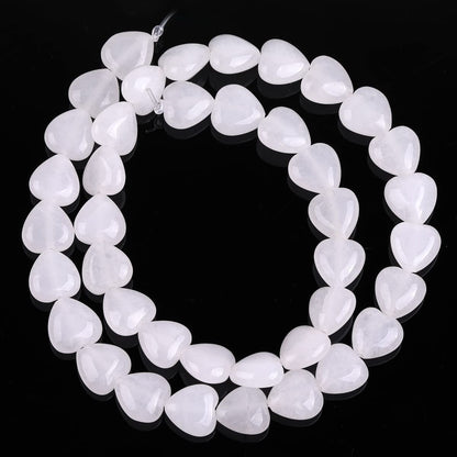 GEM-Inside 10mm Heart Charms Natural White Jade Gemstone Stone Beads for Jewelry Making Full 15" Strand Power Energy Healing Chakra Stone Beads