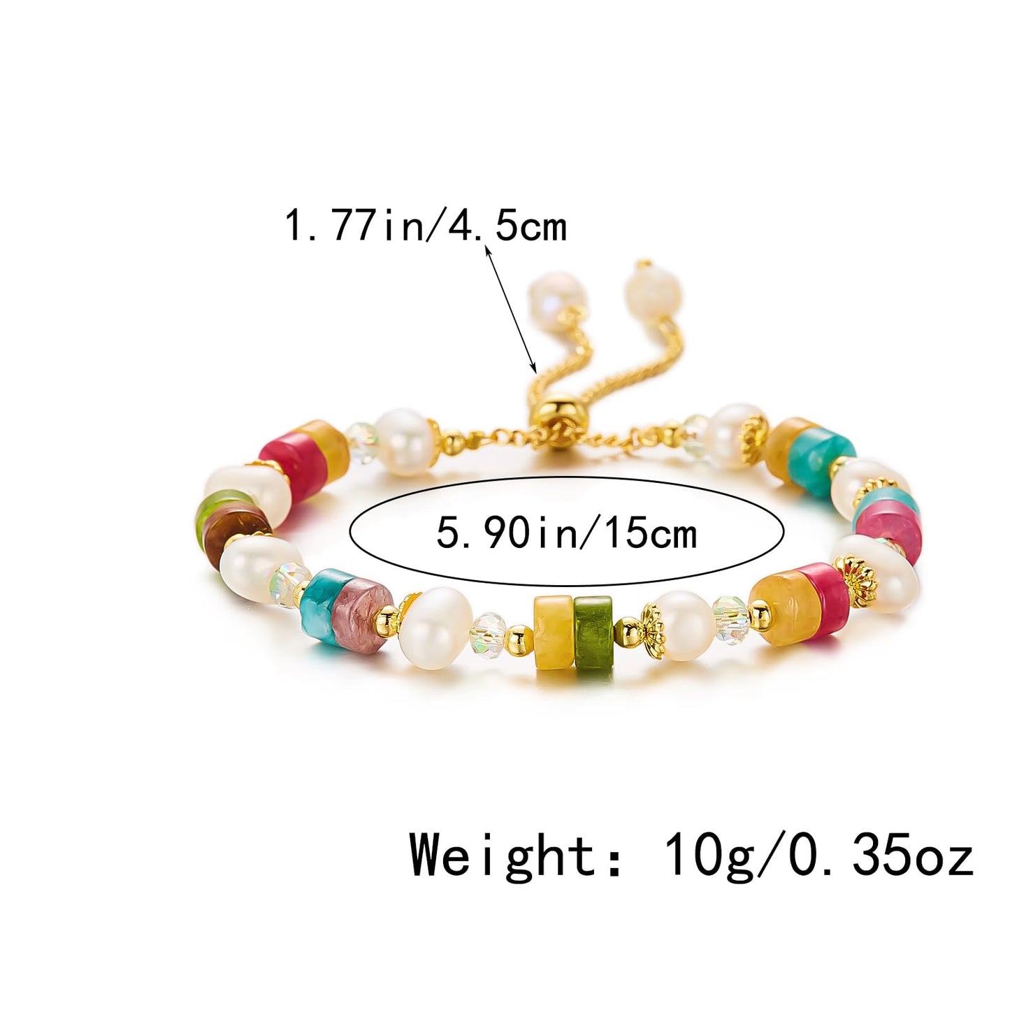 BELLA-Bee Healing Crystal Bracelets for Women Adjustable Rainbow Crystals Amethyst Tourmaline Natural Stone Beaded Bracelets for Women Spiritual Jewelry for Wishes, Protection and Anxiety Relief with Meaning Card (The Aura's Guard)