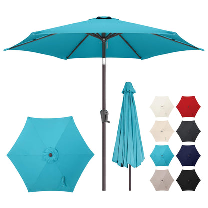 AckMizz 7.5ft Outdoor Patio Umbrella - Table Umbrella Waterprool UV Protection, Sombrillas de Patio with Push Button Tilt, Sun Umbrella for Pool, Porch, Garden, Deck, Backyard (Aqua Blue)