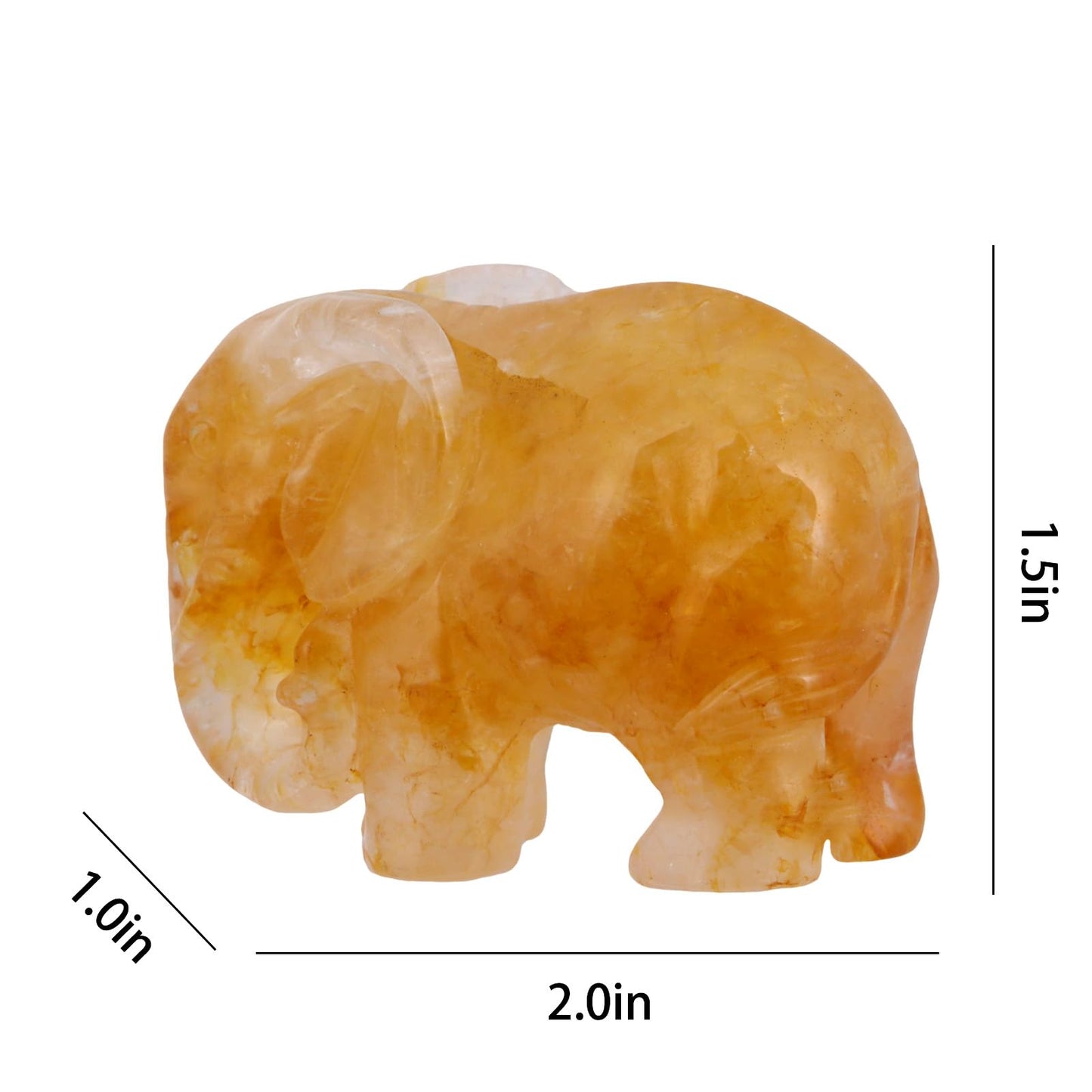 SMQ Citrine Crystal Elephant Figurine Gifts for Women,2'' Yellow Healing Stone Statue,Carved Lucky Animal Figurine for Desk Decor,Office Decor,Home Ornament