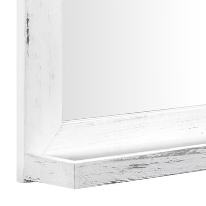 QDSSDECO 16"×20" Wall Mirror with Shelf Farmhouse Decor Rectangular Mirror Hanging for Bathroom, Vanity, Bedroom, Entryway, Living Room,White with Hemp Rope