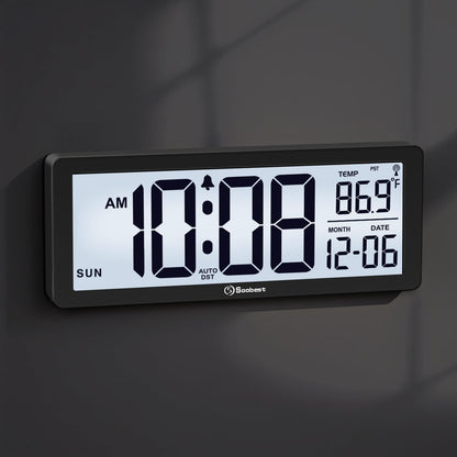 Soobest 8.5" Atomic Digital Wall Clock, Never Needs Setting, Auto Time Sync, Accurate & Easy to Use Clock with Backlight, Battery Operated, Temperature, Date, Auto DST, 4 Time Zones
