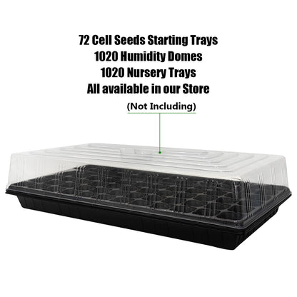 RooTrimmer 72 Cell Seed Trays, Thick Durable 72 Cell Plug Tray Seedling Plastic Nursery Tray for 1020 Flat Germination (10-Pack, 21"×11", 1.81" Height, Low)