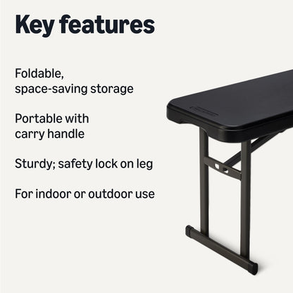 Amazon Basics 6ft Folding Bench for Indoor & Outdoor Use with Carrying Handle, Black