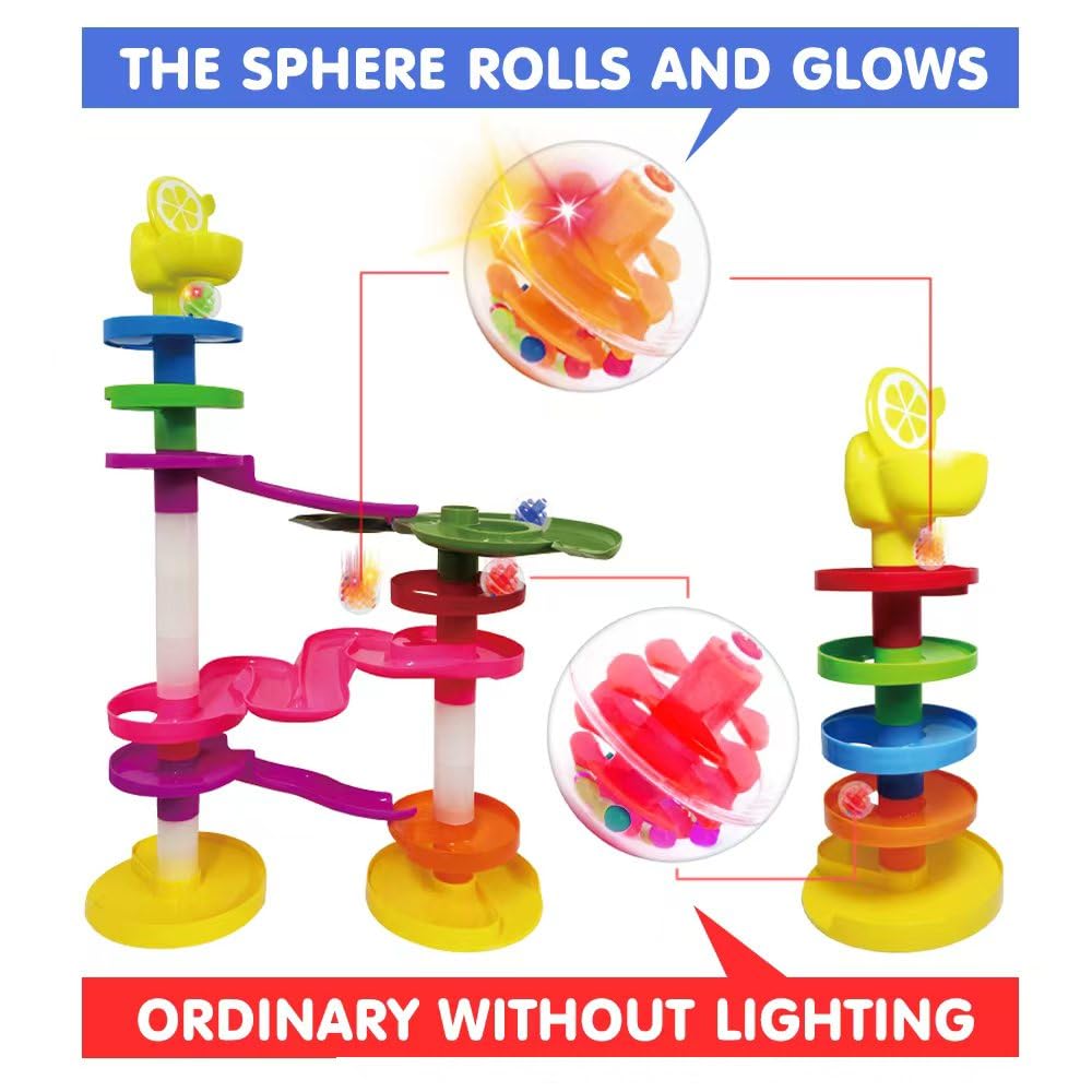 WEofferwhatYOUwant LED Activity Balls – 4 Motion-Activated Light-Up Rattle Balls for Toddler STEM Towers – 1.8" Sensory Toy for Kids - Permanently Enclosed 45 Hour Long Lasting Batteries