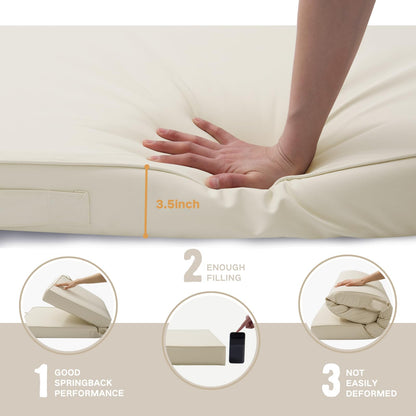 YIJIAN HOME Outdoor Bench Cushion 4 inches Memory Foam Waterproof Patio Furniture Bench Cushion Porch Swing Cushion with Handle and Adjustable Strap, 36 x 18 Inch Cream