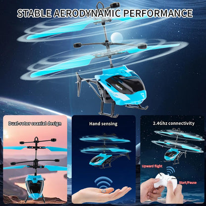 Remote Control Helicopter, Gesture Sensing Indoor Flying Helicopter Toys,RC Airplane for Teenages with 10Mins Flight, RC Helicopters for Kids with Light,Birthday Gifts for Boys and Girls (Blue)