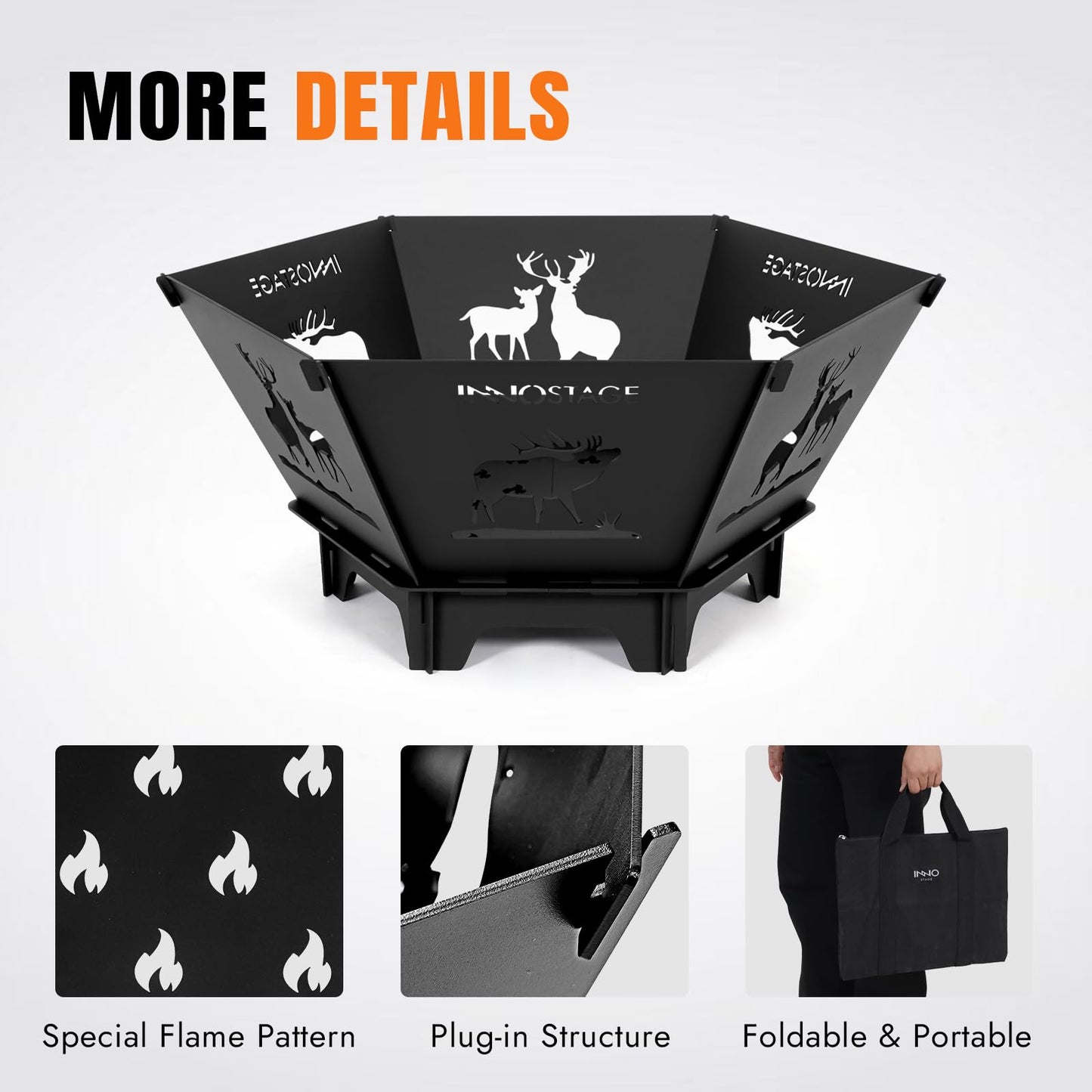 Fire Pit for Camping- 23Inch Small Collapsible Firepit for Patio Outside Wood Burning Outdoor Indoor BBQ Picnic Foldable Fire Pits Bonfire of Backyard Patio with Portable Tote Bag