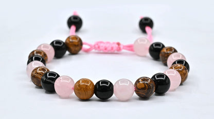 Amazing Gemstone Bracelet for Breaking Attachments Manifestation - Rose Quartz Mariyam Jasper Black Obsidian Bracelet Set for Men Women Healing Calming Anxiety Stress Relief Gifts (Adjustable)