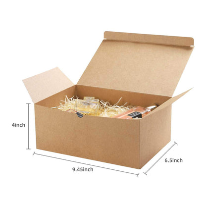 Frantis Brown Gift Boxes 9.45x6.5x4 Inches 10 Pack， Paper Gift Box with Lids for Bridesmaid Gifts, Birthday, Party, Christmas，Wedding, Crafting Cupcake Boxes, With 66 FT Twine