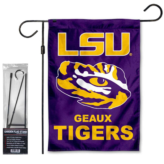 Louisiana State LSU Tigers Geaux Garden Banner Flag with Stand Pole Holder