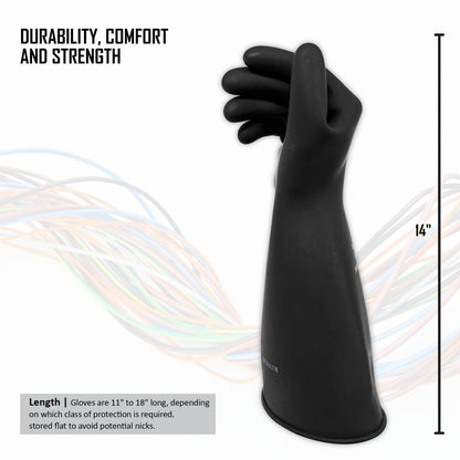 MAGID Rubber Insulating Electrical Safety Gloves, Class 0 ASTM Compliant, Size 8.5, 11" Cuff, Lineman Electrician Voltage Protection, M011B85