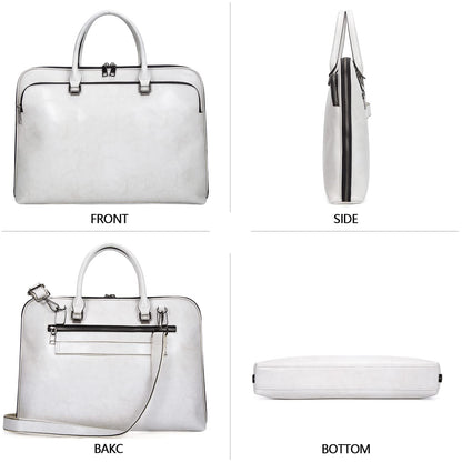 Blofinche Genuine Leather laptop Briefcase: Messenger shoulder bag 15 16 inch men macbook case women work satchel designer handbag Beige