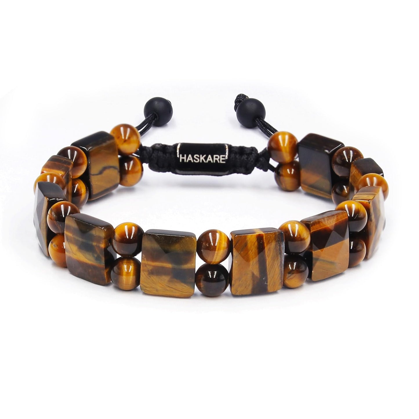 Tiger Eye Bracelet for Men, HASKARE Natural Men Beads Bracelet Energy Healing Stone Protection Crystals for Anxiety, Genuine Crystal Mens Beaded Bracelet Drawstring Unique Jewelry Gift for Mens Balance