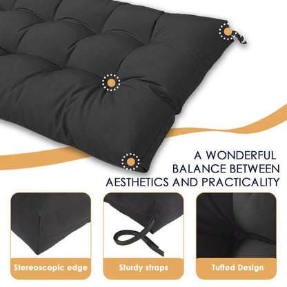 MTMR Outdoor Bench Cushion-44X19 Water-Repellent Tufted Porch Swing Cushions with High Elasticity PP Cotton and Ties Fade-Resistant Patio Outdoor Chair Cushion for Bench Furniture, Indoor Seat Cushion