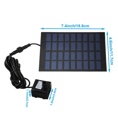 Mudder Solar Powered Garden Pond Fish Tank Water Pump 1. 8w with 4 Nozzle & 3. 2 ft Silicone Tubing - Black, Plastic, Above Ground Solar Powered Water Pump for Bird Bath Ponds, Fish Tanks, Gardens