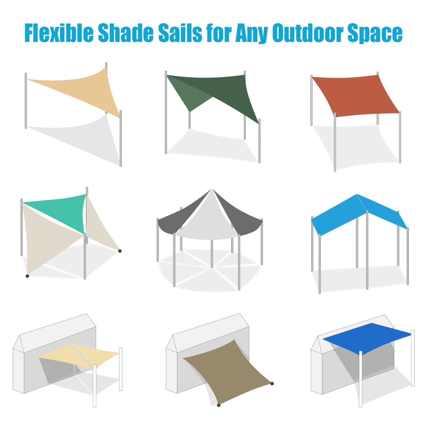 Amagenix Shade Sail 10'X20' Rectangle Sand UV Block Breathable Sun Shade Canopy for Outdoor Patio Garden Deck Backyard, Customizable