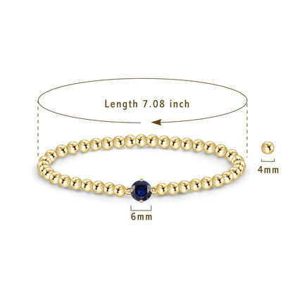 Free bird Sapphire Bracelet September Birthstone Bracelet 14K Gold Plated Beaded Bracelets Handmade Stretch Beaded Sapphire Jewelry for Women