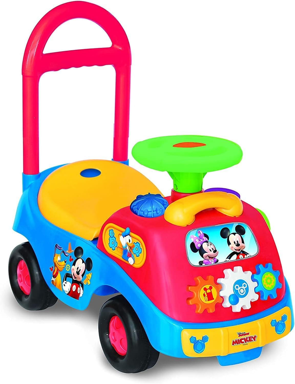 Kiddieland Mickey & Friends Activity Ride-On with Music, Lights & Sounds, Toy Phone, Steering Wheel, Toddler Push Car for Ages 12–36 Months, Battery Powered