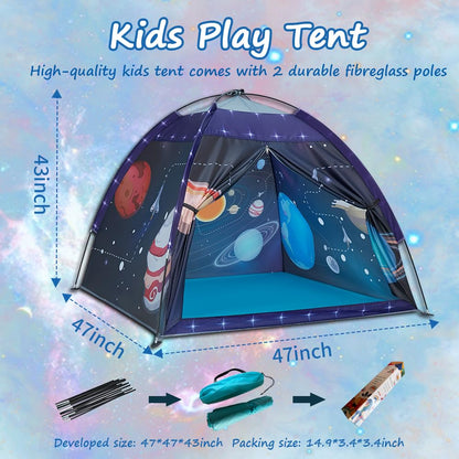 Mnagant Space World Play Tent-Kids Galaxy Dome Playhouse for Boys and Girls Imaginative Play Popup Tent for Kids Indoor/Outdoor Fun,Perfect Kid’s Gift- 47" x 47" x 43"