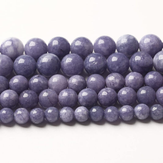 8mm 90pcs Natural Purple Angelite Stone Beads Lavender Gemstone Round Loose Beads for Jewelry Making DIY Bracelet Necklace Earrings 32" 2 Strands