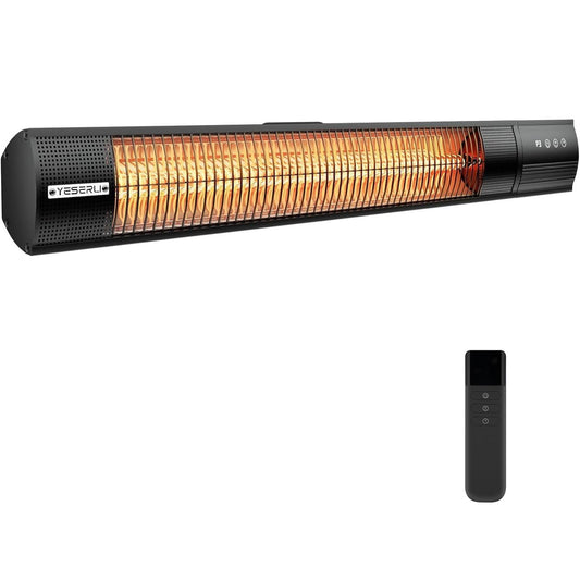 YESERLI Electric Patio Heater, 1500W Wall Mounted Outdoor Heater with Remote Control & 24H Timer, IP65 Waterproof Carbon Infrared Heater for Backyard, Gazebo, Garage and Restaurant