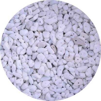 Natural Chip Stone Beads 5-8mm Ceramic Whiteware 400 Pieces Irregular Gemstones Healing Crystal Loose Rocks Bead Hole Drilled DIY for Bracelet Jewelry Making Crafting (5-8mm, Ceramic Whiteware Stone)