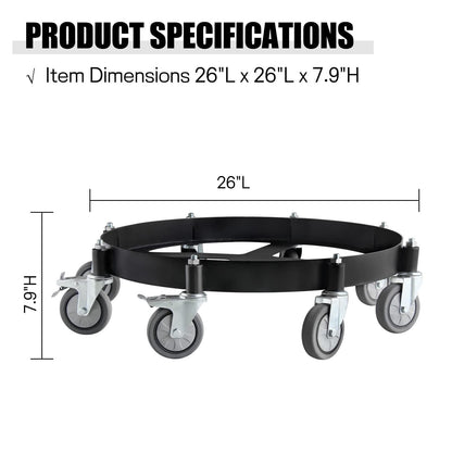 Migoda Heavy Duty Steel Drum Dolly, 55 Gallon Steel Frame with 8 Swivel Caster Wheels, 2000 Lbs Capacity Hand Truck Dollies for Workshops and Warehouses