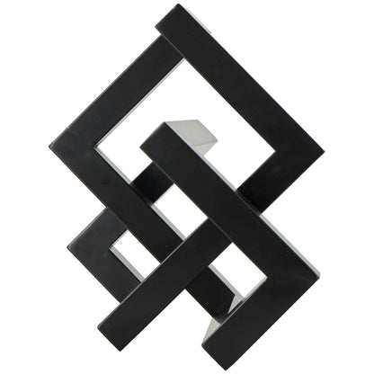 Deco 79 Metal Geometric Decorative Sculpture Abstract Shaped Home Decor Statue, Accent Figurine 12" x 13" x 7", Black