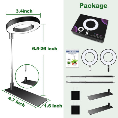 Aokrean Grow Lights for Indoor Plants, 48 LEDs Full Spectrum Plant Light for Indoor Plants, Height Adjustable Growing Lamp with Base, 3 Optional Spectrums, Auto Timer 3/9/12Hrs, 10 Brightness, 2 Pack