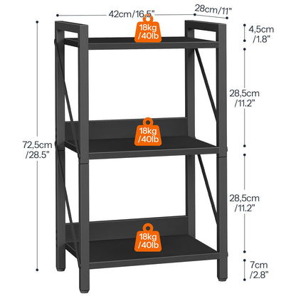HOOBRO Bookshelf, 3-Tier Industrial Bookcase, Book Shelf Storage Organizer, Small Bookshelf with Metal Frame for Living Room, Bedroom, Home Office, Kitchen, Black BB71SJ01