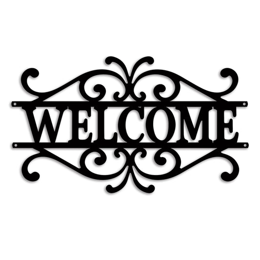 Metal Welcome hanging Sign for Front Door Welcome Wall Decor Door Signs Perfect for Indoor Home Outdoor Porch Garden(Black)