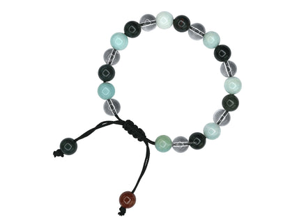 Amazing Gemstone Manifestation Bracelet for Pain Relief - Bloodstone Amazonite Clear Quartz Bracelet Set for Healing Calming Anxiety Stress Relief Gifts Pulseras Para Hombres Mujer (Adjustable)