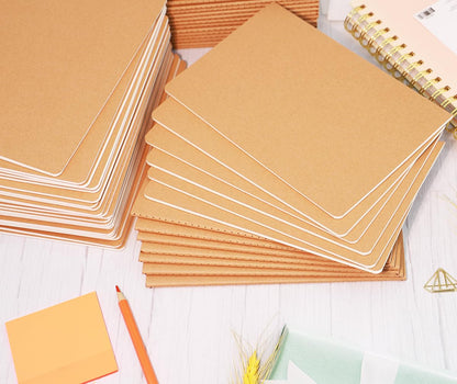 FAWTEEM 24 Pack A5 Blank Notebook Bulk Kraft Cover Blank Sketch Book Pad Travel Journals Composition Diary Subject Notebooks Planner 60 Pages, 8.3”x 5.5”