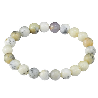 Amazing Gemstone Crystal Bracelet for Women Men's Gifts - Protection Healing Crystal Bracelet - 8mm Gemstone Beaded Stretchable Bracelet Pulseras Para Hombres Mujer Stocking Stuffers Mothers Day Gift (Dendrite Opal)