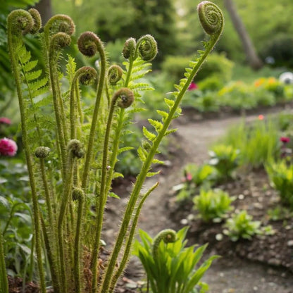 10 Ostrich Ferns Live Plants Outdoor, Live Ferns for Outdoors, Hardy Perennial Fern Rhizomes Roots Bare Roots