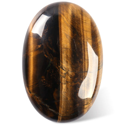 CASMON Tiger's Eye Oval Palm Stones, Pocket Worry Stone for Anxiety Stress Relief Therapy, Natural Polished Energy Stone Healing Crystal (1PC)