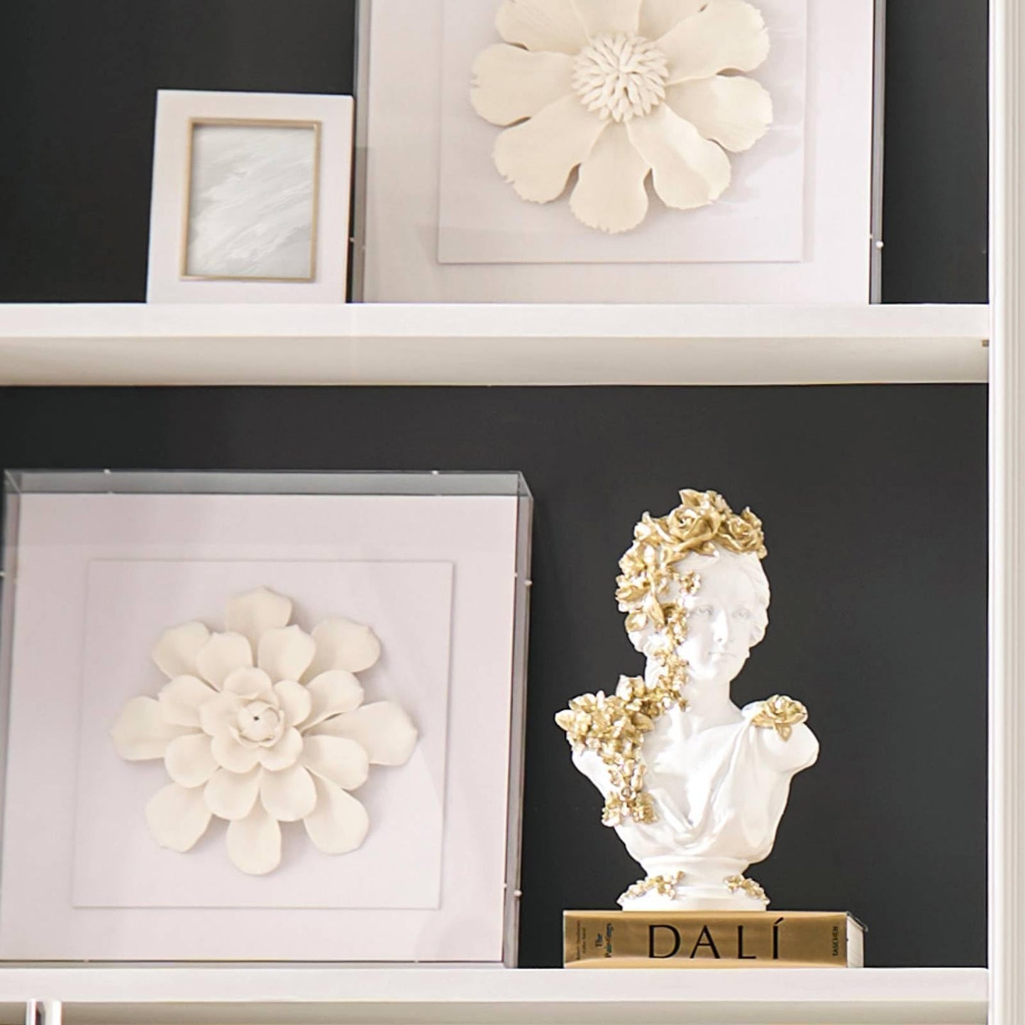 Z Gallerie Gold Floral Bust, Elegant Decorative Sculpture with Intricate Floral Embellishments, Luxe Resin Art Piece for Home & Gallery Display, Classic White & Gold Finish