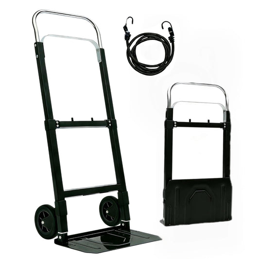 SST Folding Hand Truck with Wheels, 200 LB Capacity Portable Dolly Cart, Utility Cart with Adjustable Handle, Collapsible Dolly for Moving Travel Shopping Airport Office