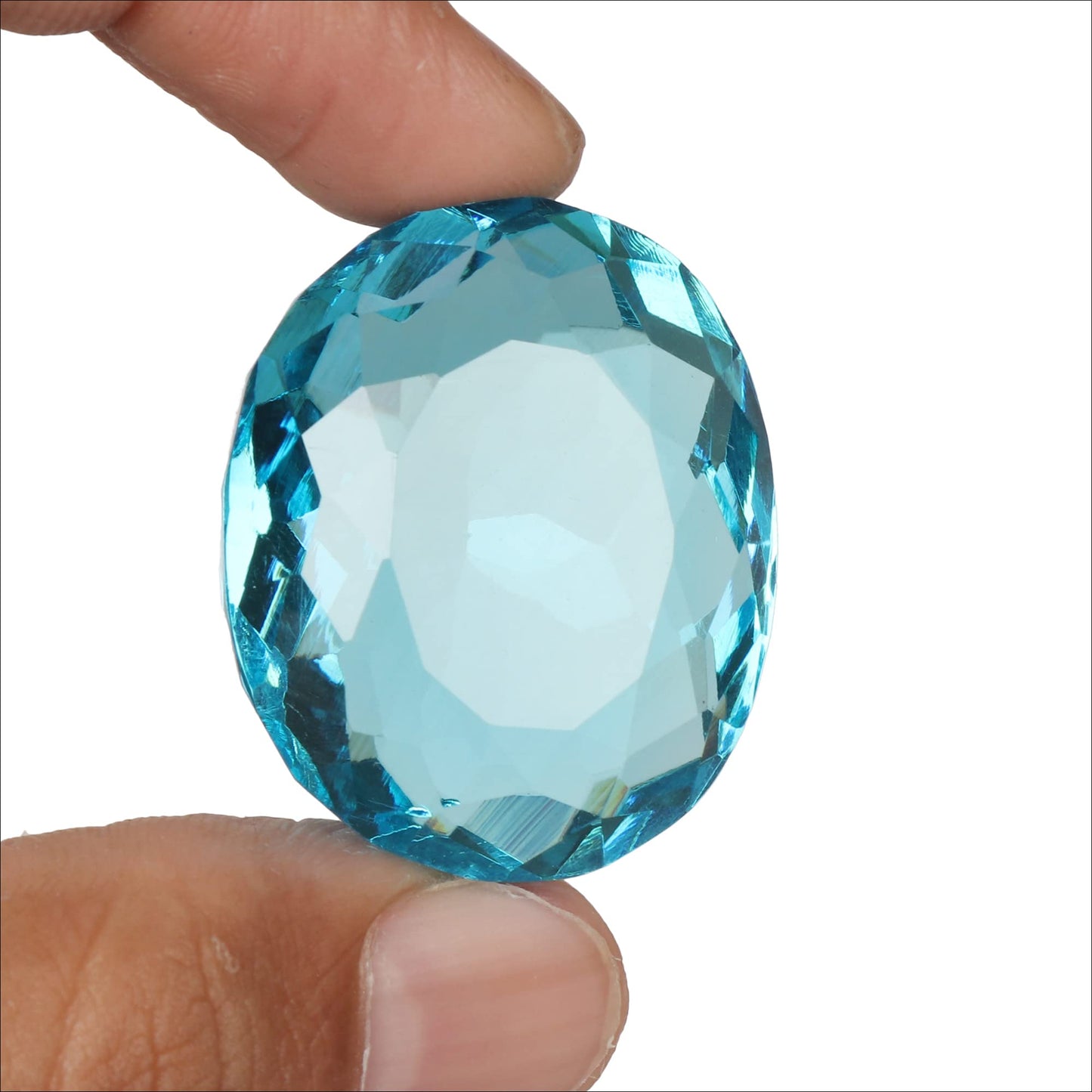 GEMHUB Loose Gemstones Beads for Jewelry Making 98.50 CT Brazilian Blue Topaz Oval Shaped Beads for Bracelets