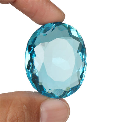 GEMHUB Loose Gemstones Beads for Jewelry Making 98.50 CT Brazilian Blue Topaz Oval Shaped Beads for Bracelets