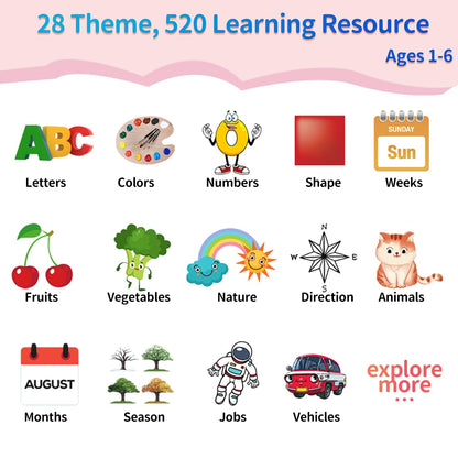 Eaever Bilingual Spanish English 520 Sight Words Talking-Flash-Cards, Valentine's Day Gift Birthday Present for 2 3 4 5 6 Year Old Girls, Preschool Learning Activities for Toddlers Age 2-6, Pink