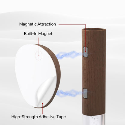 Motion Sensor Night Lights Indoor, Rechargeable Night Lights Wall Sconces Wooden Set of 2, Battery Powered Magnetic Wall Sconces Decor for Bedroom, Hallway, Bathroom, Stairway, Closet（Walnut Wood）