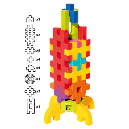 XRUFY Interlocking Building Blocks for Kids, 100+ Pcs STEAM Construction Set with Figures & Pets, Sensory Educational Toy for Preschoolers 3-8, with Building Manual & Storage Bin