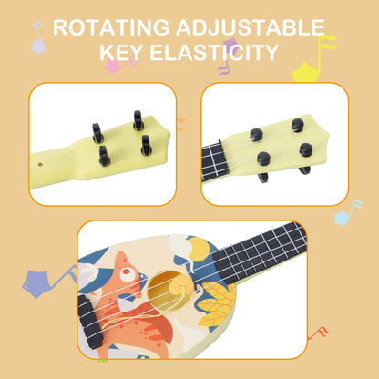 YOLOPLUS+ Kids Toy Ukulele, Kids Guitar Musical Toy,17 Inch 4 Steel Strings, with Pick, Play Early Educational Learning Musical Instrument Gift for Preschool Children (Yellow)