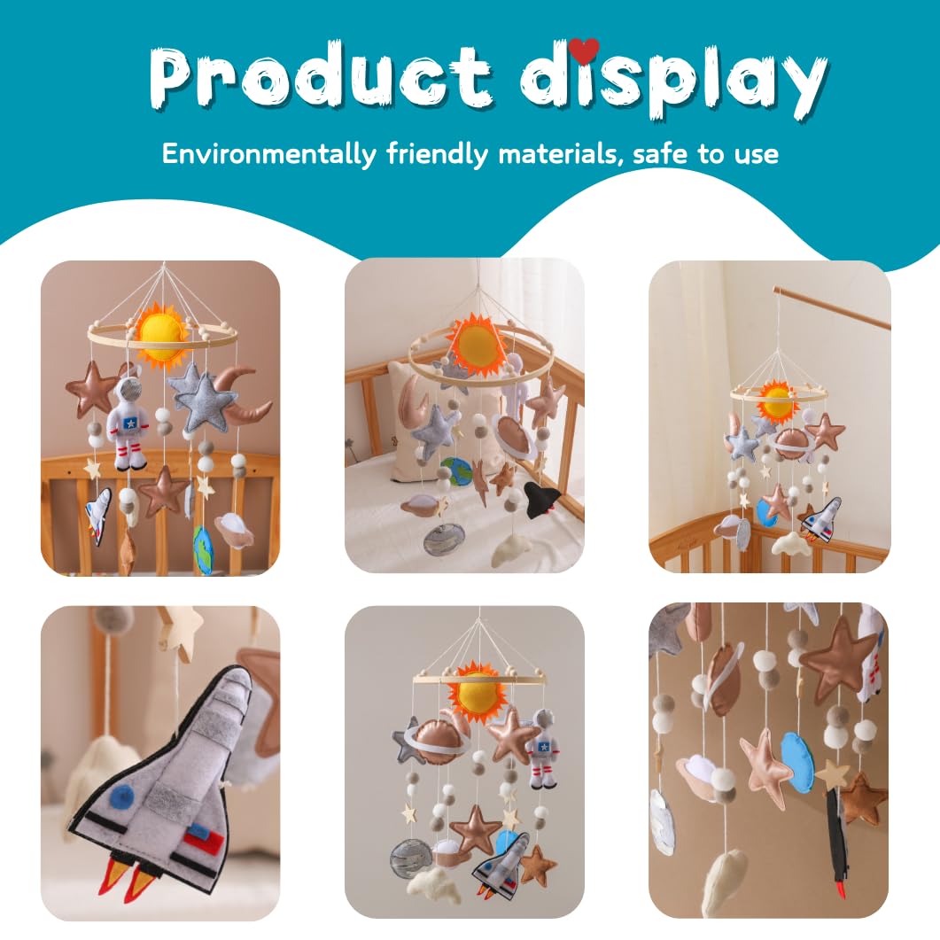 GOODMOM Baby Mobile for Crib, Astronaut Crib Nursery Mobile for Boys Girls, Handmade Baby Mobile Infant Bedroom Hanging Decoration Toy(Stellar Dream)